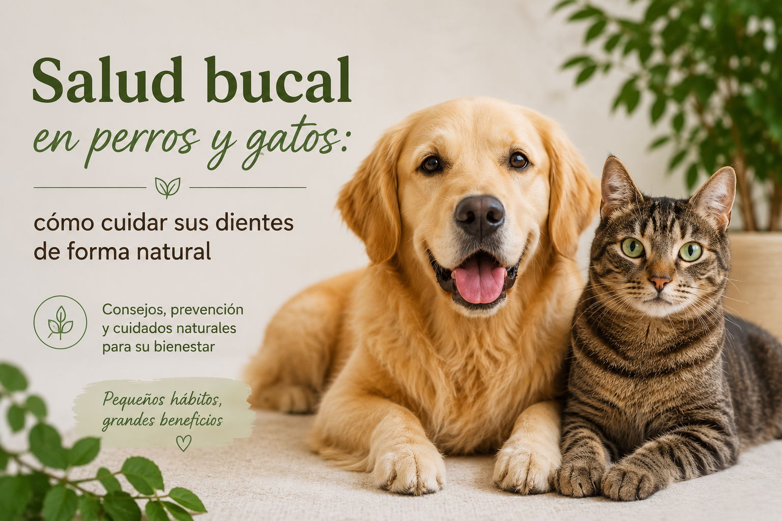 Salud bucal en perros y gatos y cuidado natural de sus dientes