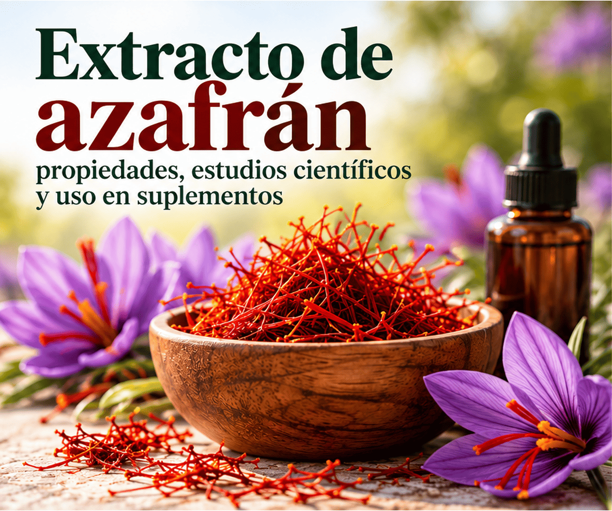 Extracto de azafrán con flores de Crocus sativus y estigmas rojos