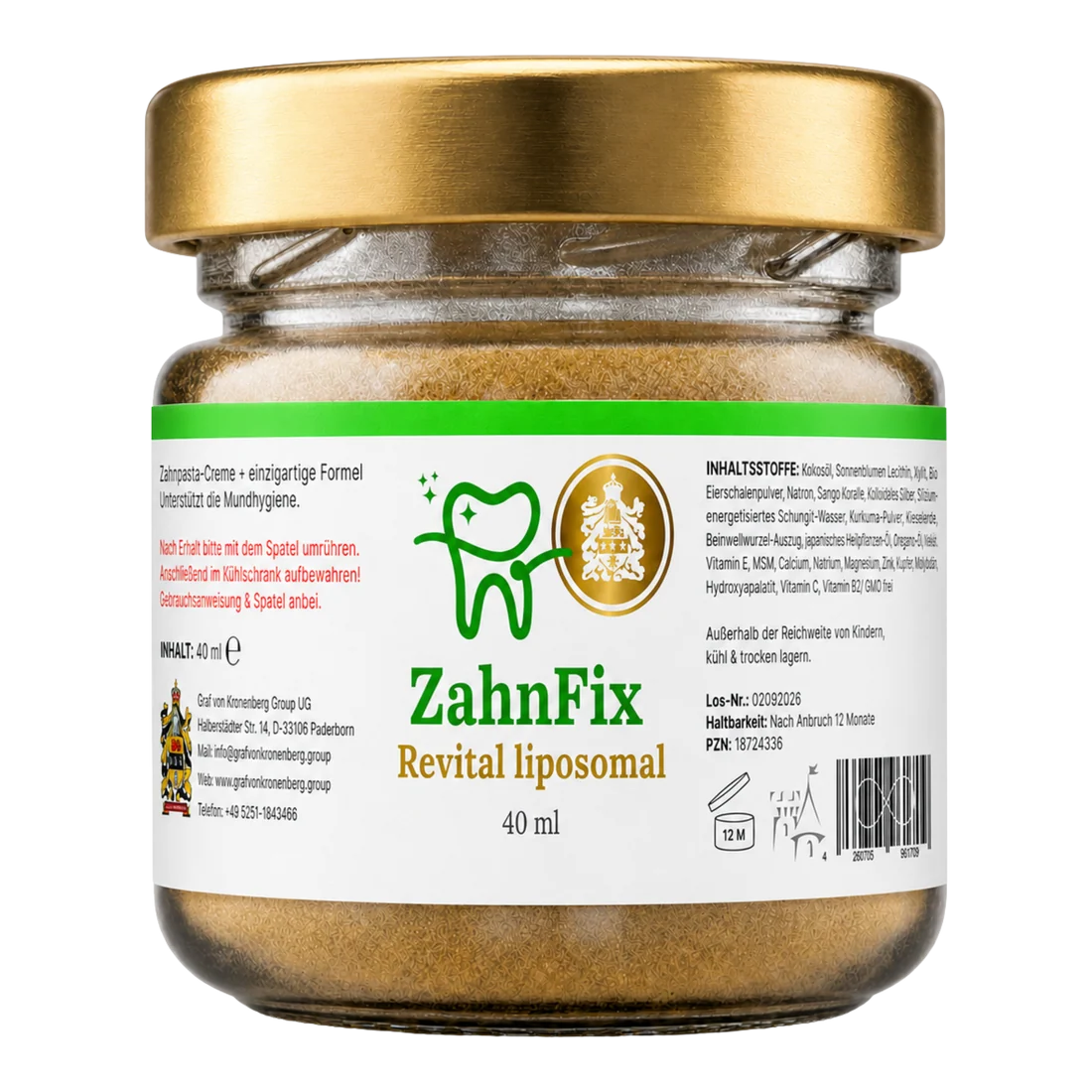 ZahnFix Revital liposomal | Graf von Kronenberg ZahnFix Revital liposomal de Graf von Kronenberg, cuidado bucal en tarro de 40 ml.
